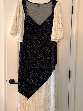 torrid Black & White Polka Dot Maxi Dress with Puff Sleeves
